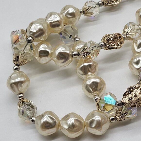 VTG Double Strand Faux Pearl and Faceted Bead Necklace JAPAN - Picture 15 of 15